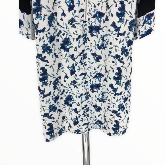 French Connection Porcelain Sheen Tunic Dress Floral Elbow Sleeve size 0 NWT - Picture 7 of 12